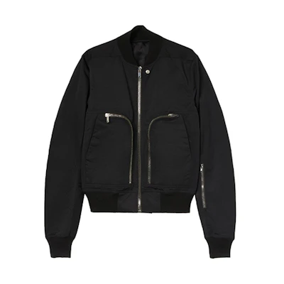 Rick Owens FW21 Black Zippered Bomber Jacket RU02A5791MU-09