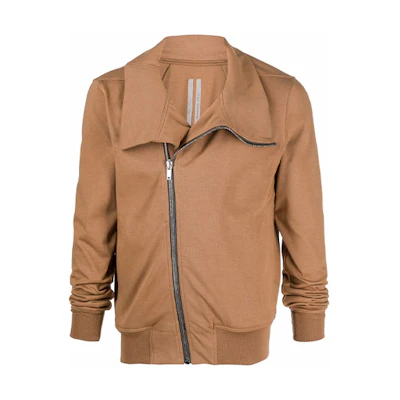 RICK OWENS FW21 Brown Zip-Up Jacket with Lapel Collar. RU02A5272BA-24