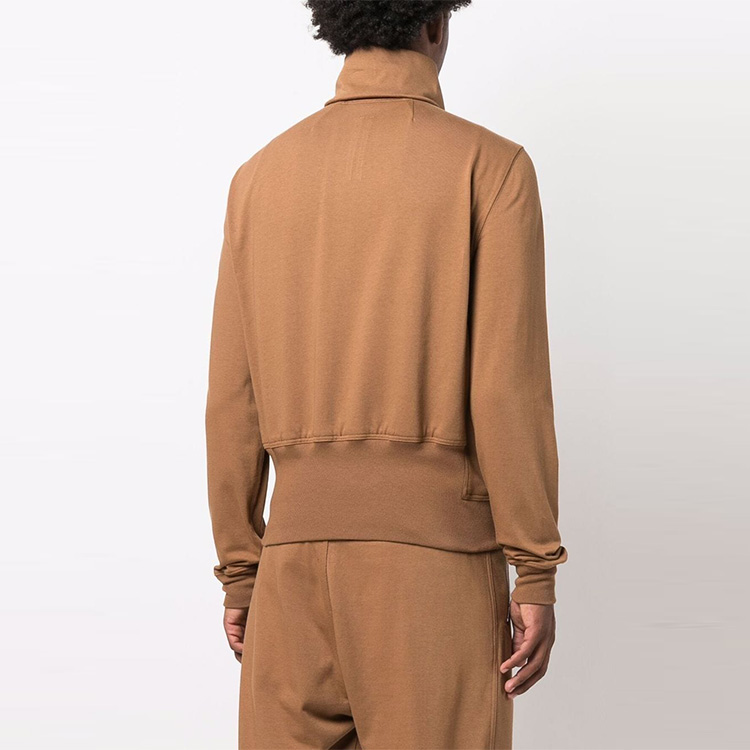 Purchase RICK OWENS FW21 Brown Zip-Up Jacket with Lapel Collar. RU02A5272BA-24