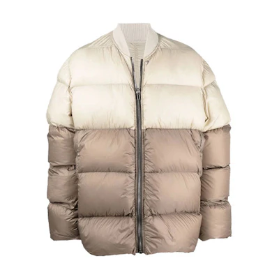 Rick Owens FW21 Colorblock Panel Down Jacket Beige RU02A5788NZD308-54