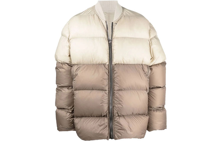 Order リックオウエンス FW21 カラーブロック パネル ダウンジャケット ベージュ RU02A5788NZD308-54