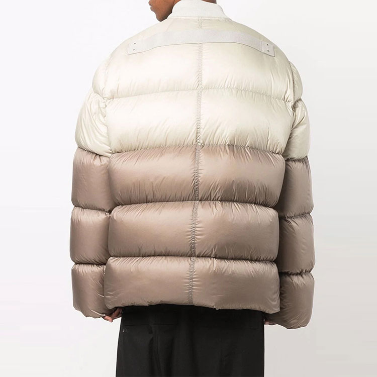 Shop リックオウエンス FW21 カラーブロック パネル ダウンジャケット ベージュ RU02A5788NZD308-54