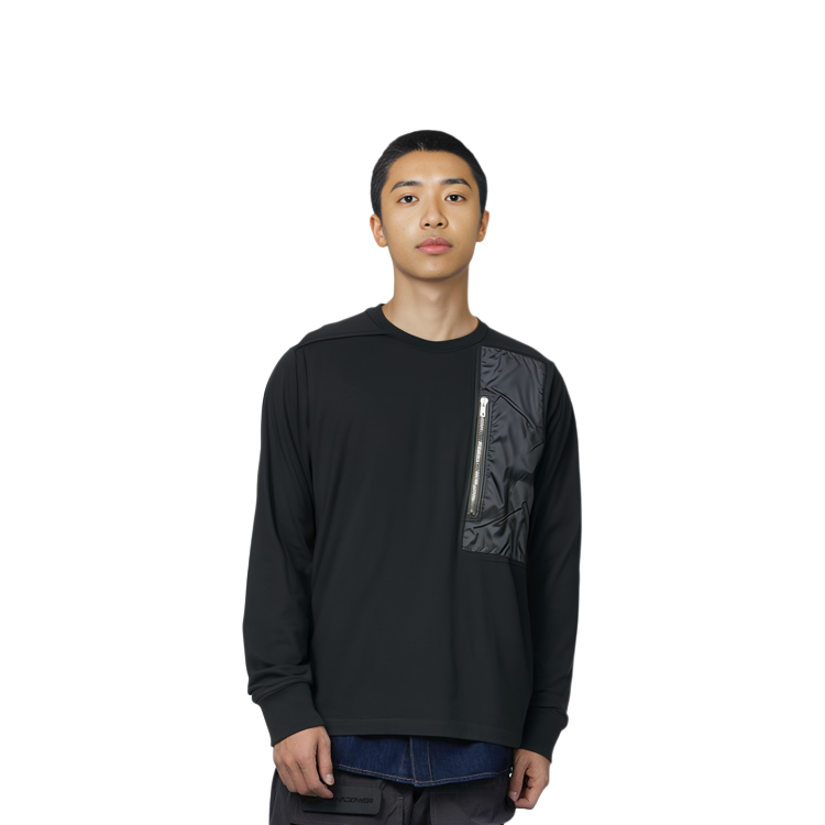 Cheap 릭 오웬스 FW21 코튼 크루넥 롱슬리브 맨투맨 블랙 남성용. RU02A5261JANZ-09