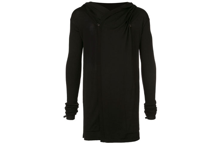 Rick Owens FW21 Draped Wool Hoodie Jacket Black RU02A5624M09