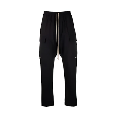 RICK OWENS FW21 Drop-Crotch Lace-Up Joggers Black RU02A5379TE09