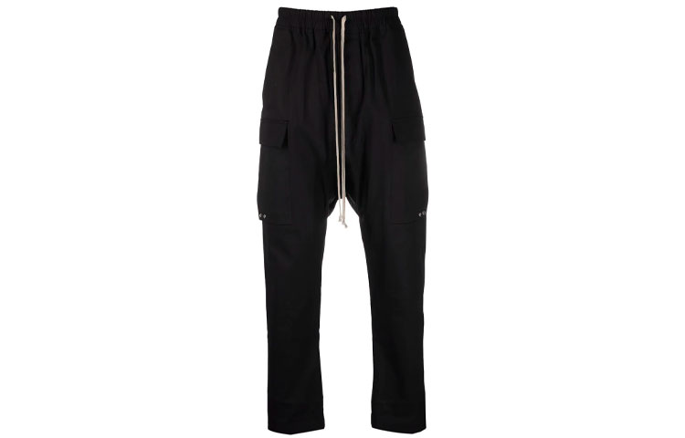 Order RICK OWENS FW21 黑色低裆綁帶慢跑褲 RU02A5379TE09