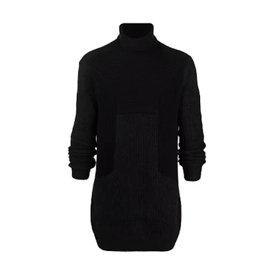 RICK OWENS FW21 High Neck Ribbed Mohair Sweater Black RU02A5658KGL