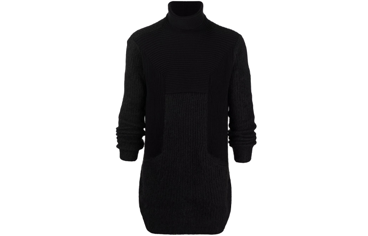 Order 릭 오웬스 FW21 하이 넥 리브드 모헤어 스웨터 블랙 RU02A5658KGL