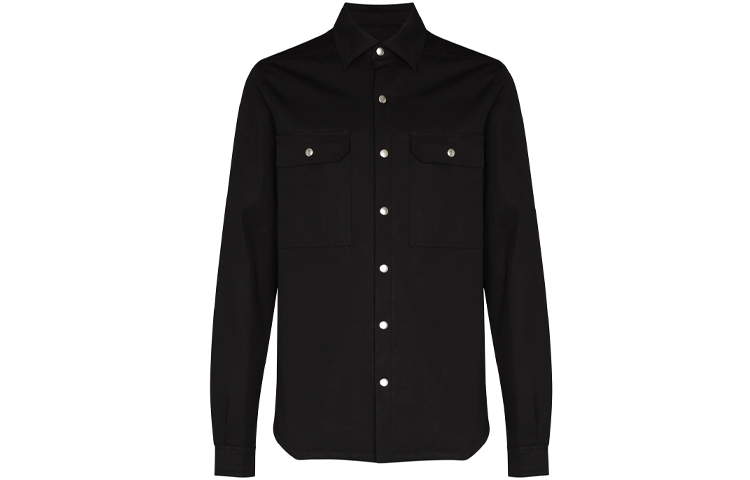 Rick Owens FW21 Mens Black Long Sleeve Shirt Jacket RU02A5729TE-09