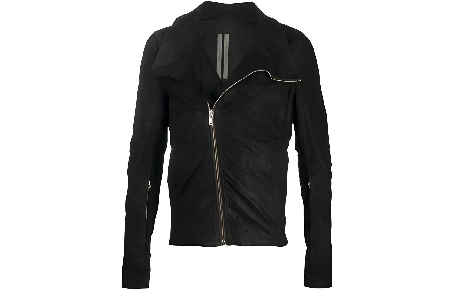 Rick Owens FW21 Slim Suede Leather Jacket Black RU20F3768LBI-09