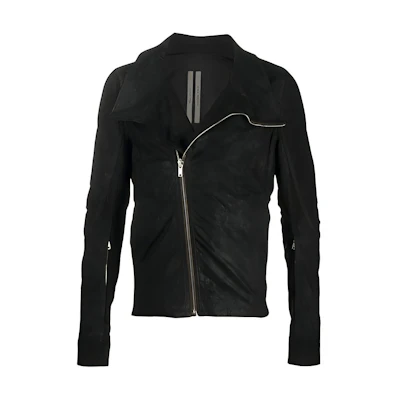 Rick Owens FW21 Slim Suede Leather Jacket Black RU20F3768LBI-09