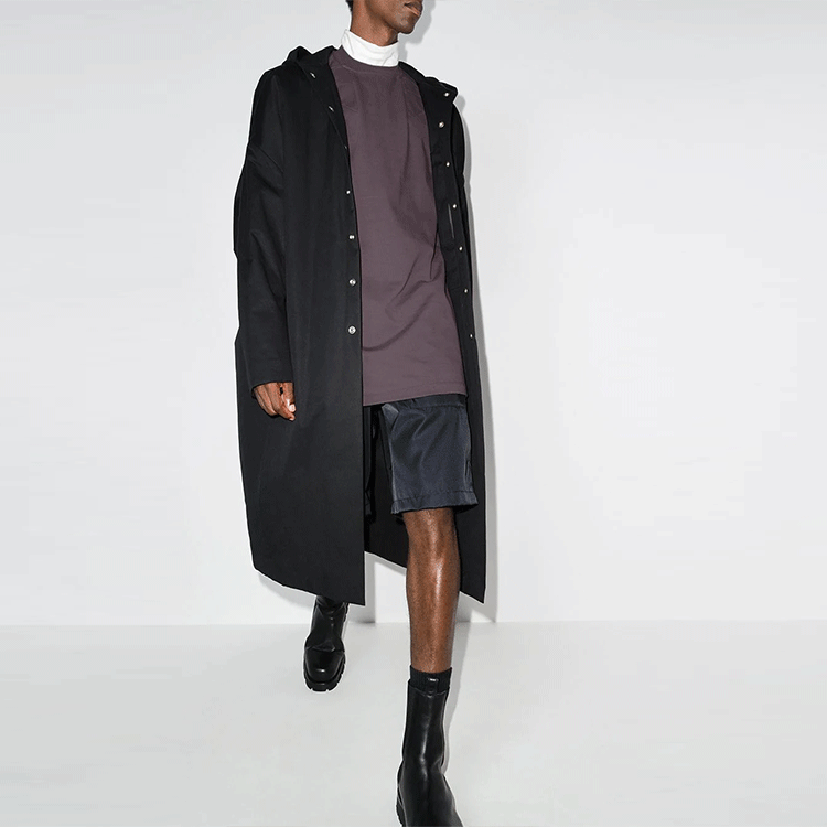 Lookbook 릭 오웬스 FW21 솔리드 브라운 남성 긴팔 티셔츠. RU02A5278BA-46