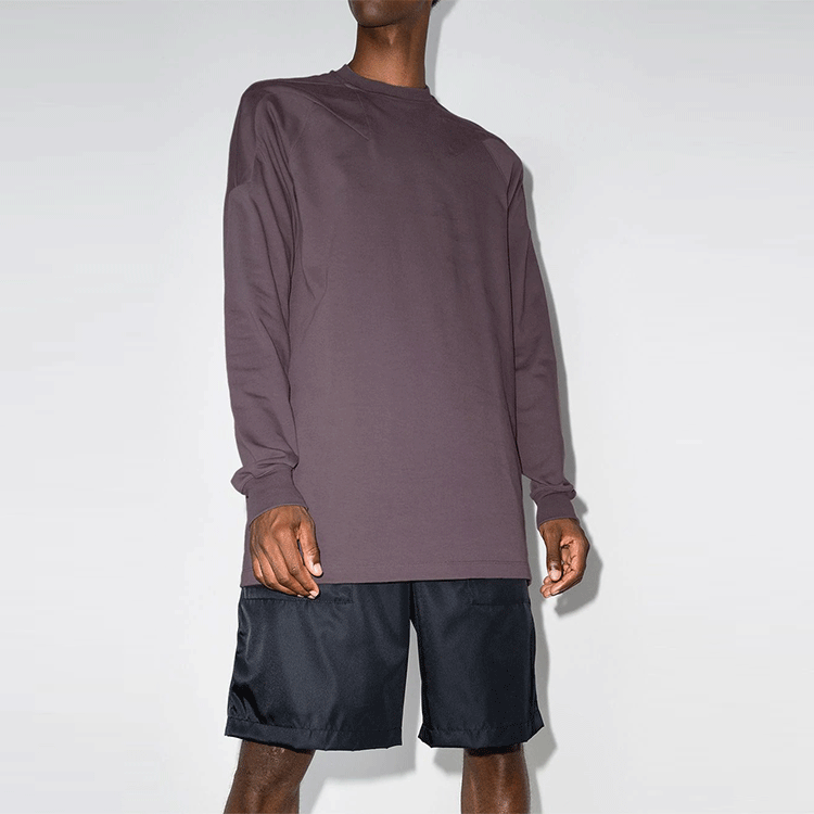 Shop 릭 오웬스 FW21 솔리드 브라운 남성 긴팔 티셔츠. RU02A5278BA-46