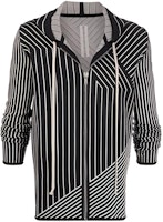 RICK OWENS FW21 Striped Loose Fit Zip Long Sleeve Jacket Black RU02A5697KSTGM0-908 RICK OWENS FW21 Striped Loose Fit Zip Long Sleeve Jacket Black RU02A5697KSTGM0-908