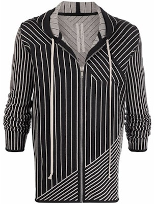 RICK OWENS FW21 Striped Loose Fit Zip Long Sleeve Jacket Black RU02A5697KSTGM0-908 Order RICK OWENS FW21 Striped Loose Fit Zip Long Sleeve Jacket Black RU02A5697KSTGM0-908