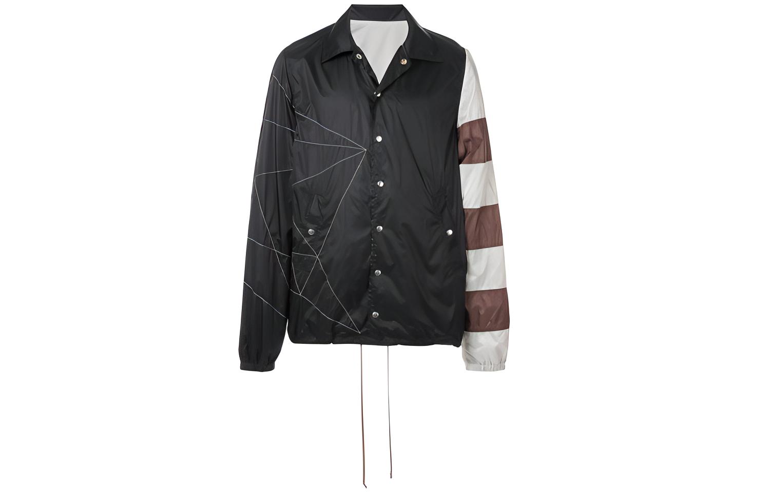 Rick Owens FW21 Striped Panel Long Sleeve Jacket Black RR19S2714NZEM4-12