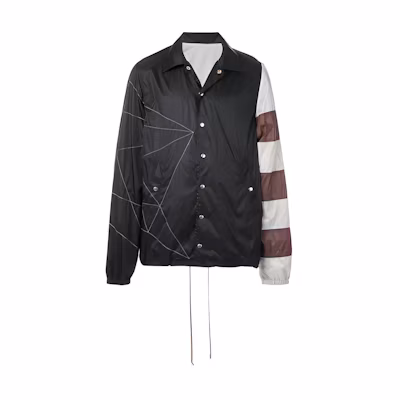 Rick Owens FW21 Striped Panel Long Sleeve Jacket Black RR19S2714NZEM4-12