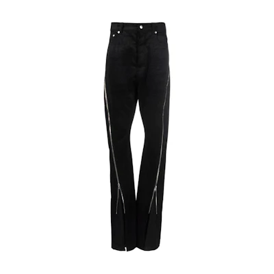 RICK OWENS FW22 Black Corduroy Pants with Zipper Detail. RR02B2303HC-09