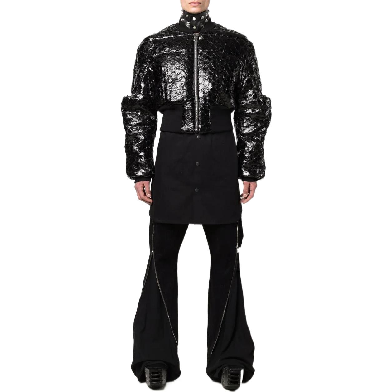 Lookbook RICK OWENS FW22 黑色燈芯絨拉鍊細節長褲 RR02B2303HC-09