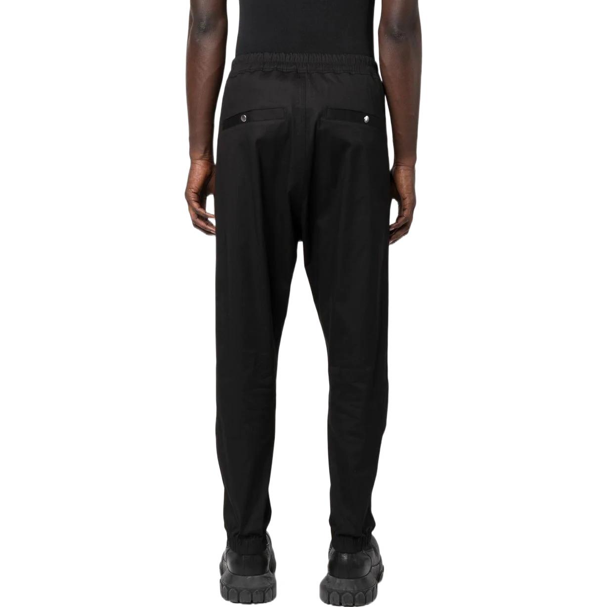Shop RICK OWENS FW22 Seluar Jogger Hitam dengan Butiran Zip dan Tali Serut. RU02B2370TE