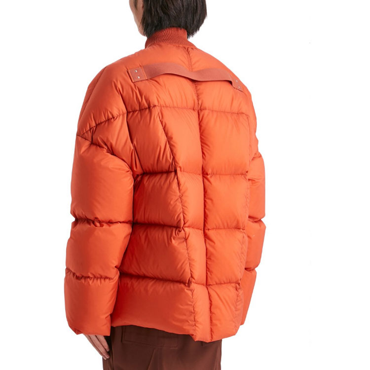 Shop Rick Owens FW22 Jaket Penerbangan Zip-Up Oren Ringan Solid RU02B2788NZD3-53