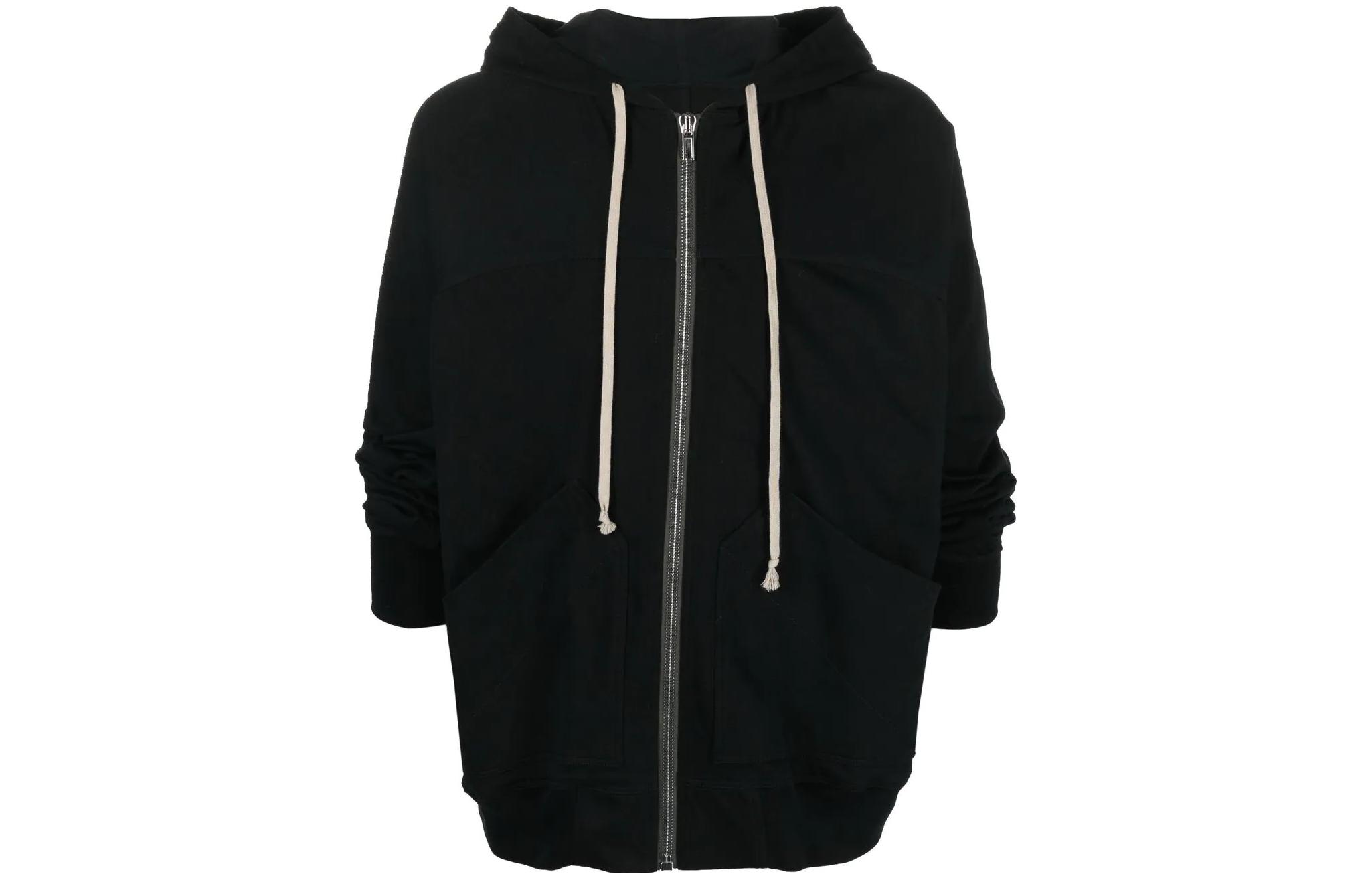 Rick Owens FW22 Black Drawstring Hooded Jacket RU02B2281BA-09