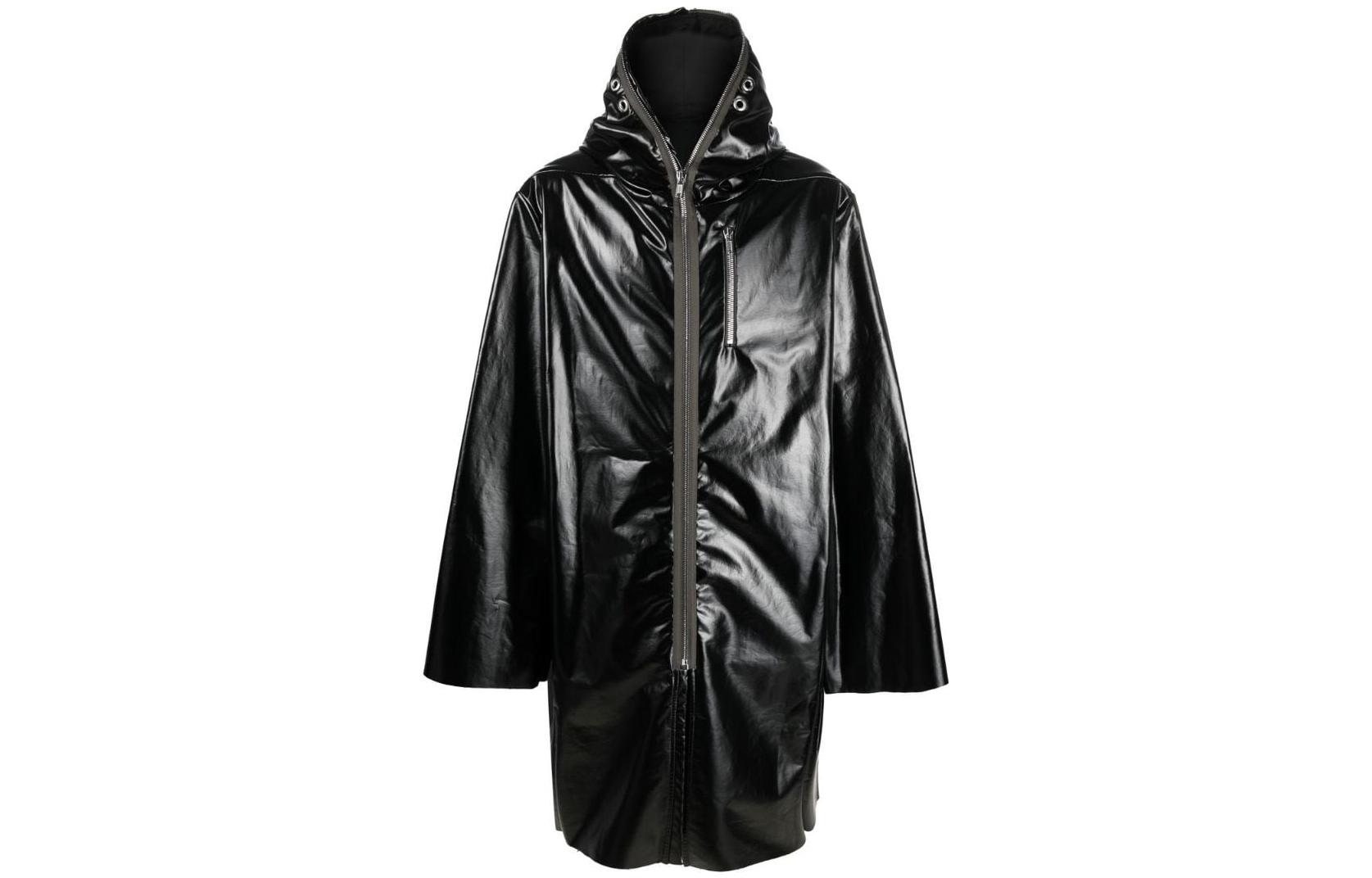 Rick Owens FW22 Black Glossy Zip Jacket Outerwear RR02B2910JRU09