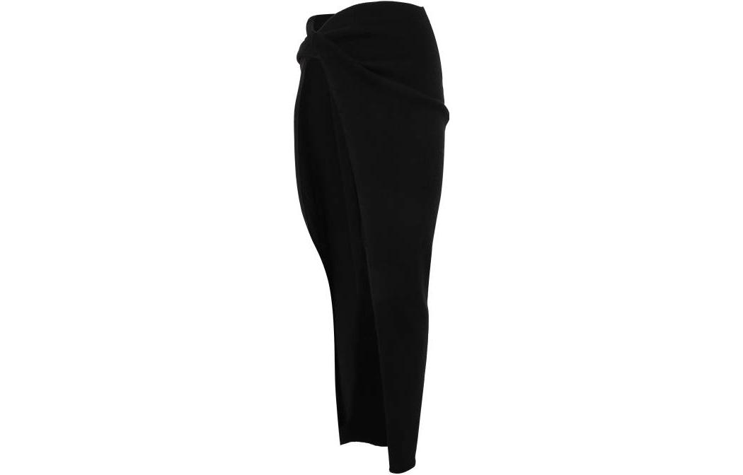 Order RICK OWENS FW22 Black Midi Skirt with Pleated Detail and Side Slit. RO02B6694WSBR-09