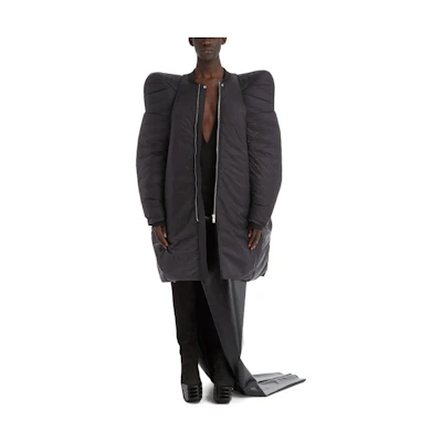 Rick Owens FW22 Black Minimal Shoulder Design Zip Long Sleeve Jacket Mens RR02B2715NZD2-09