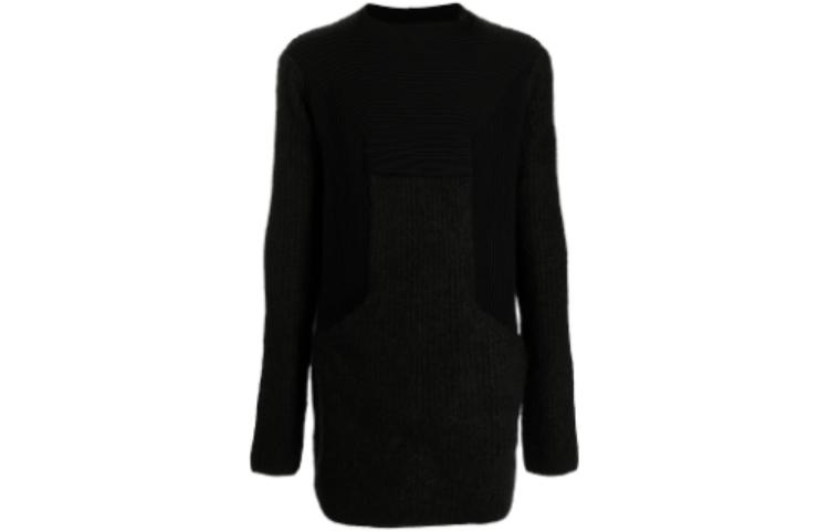 RICK OWENS FW22 Black Mohair Crewneck Sweater . RU02A5660KGL909