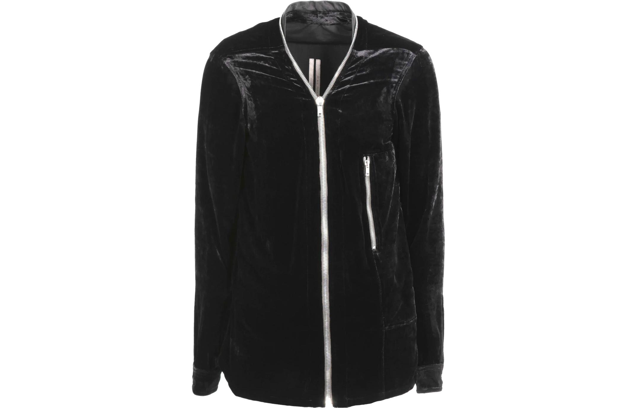 Rick Owens FW22 Black Monochrome Zip-Up Crewneck Casual Jacket RU02B2288V-09