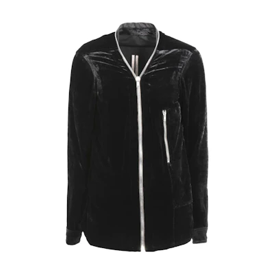 Rick Owens FW22 Black Monochrome Zip-Up Crewneck Casual Jacket RU02B2288V-09
