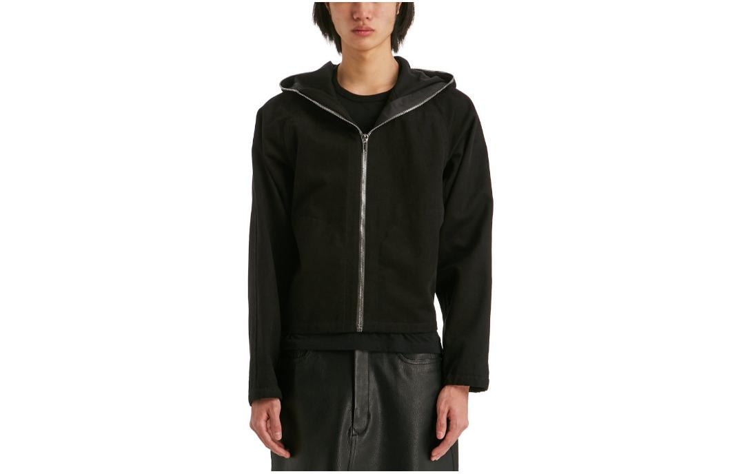 Rick Owens FW22 Black Solid Color Casual Zip Hoodie Jacket RU02B2765CF-09