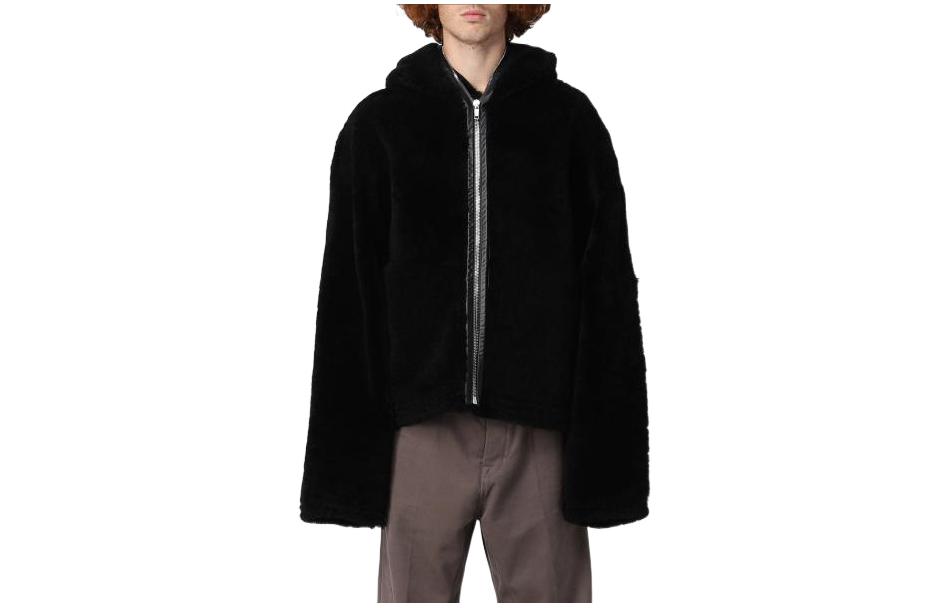 Rick Owens FW22 Black Solid Color Hooded Jacket RU02B2765LSHPOF-09