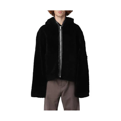 Rick Owens FW22 Black Solid Color Hooded Jacket RU02B2765LSHPOF-09