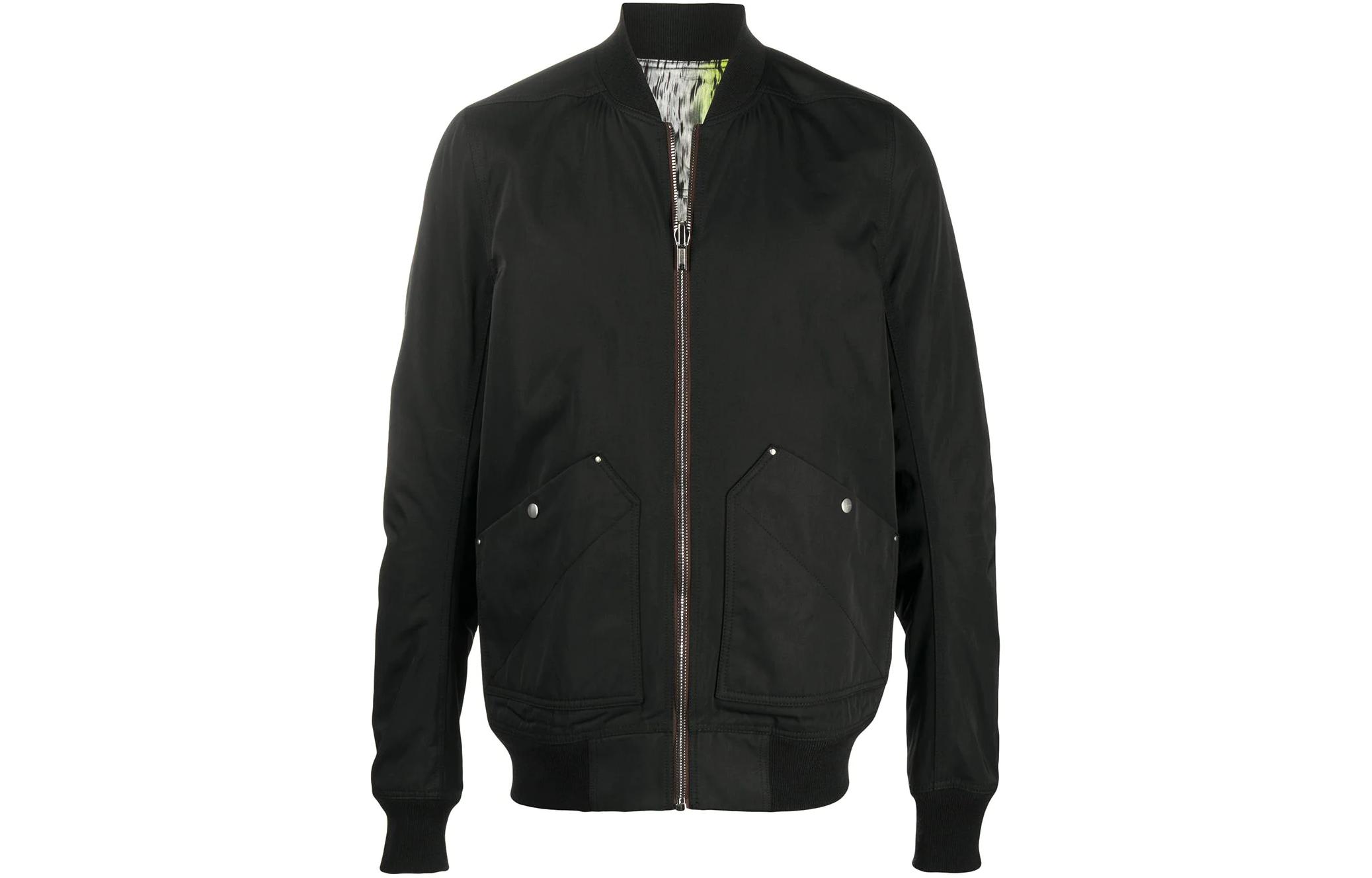 Rick Owens FW22 Black Zippered Collarless Jacket RU20F3791TT-13