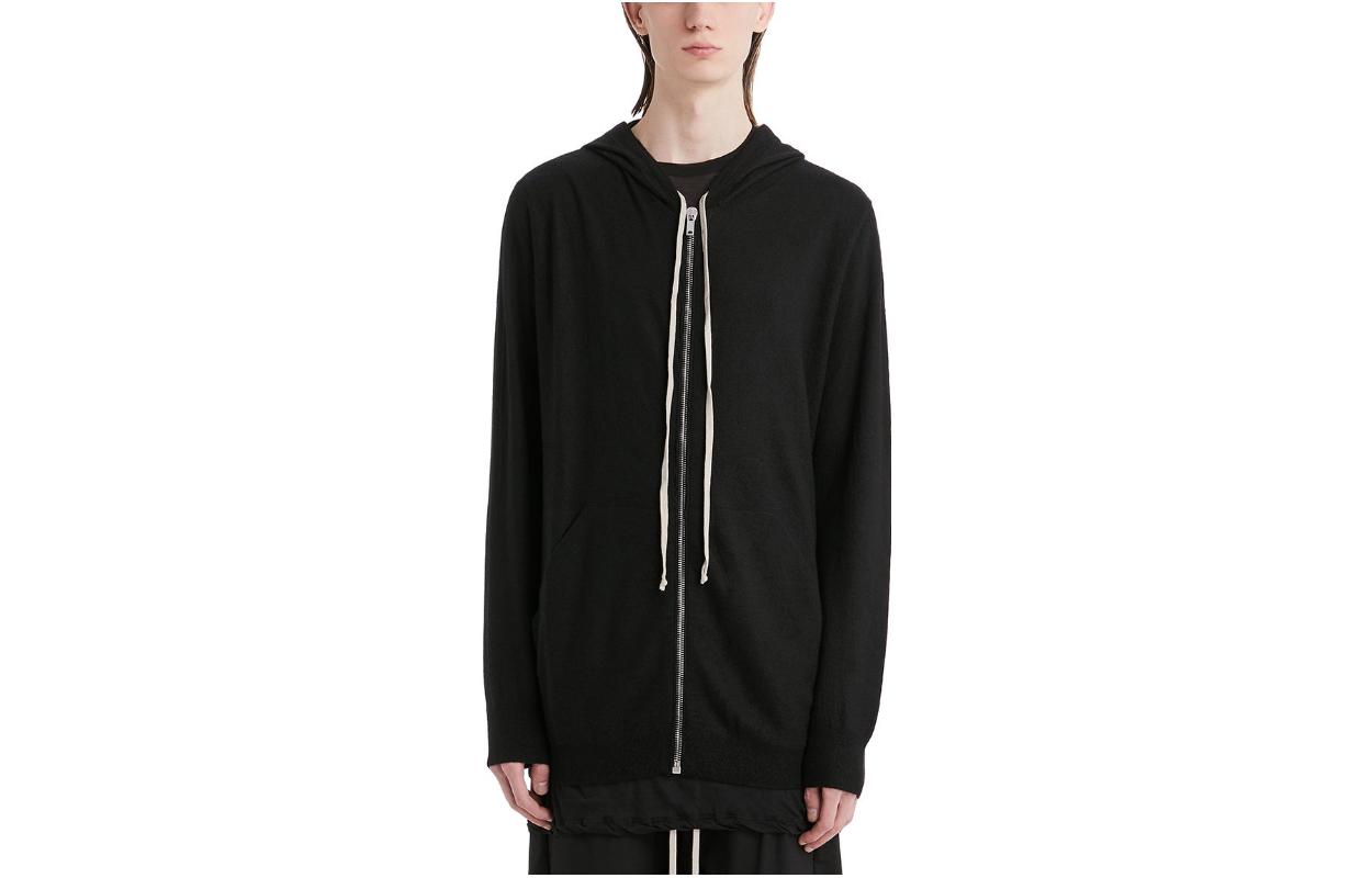 Rick Owens FW22 Boiled Cashmere Zip-Up Jacket Black Mens RF00M6614WSB-09