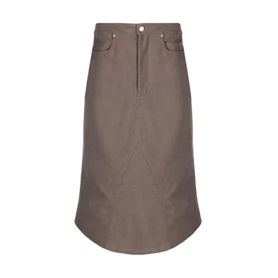 RICK OWENS FW22 Brown Solid Draped Skirt. RU02B2342CF-34
