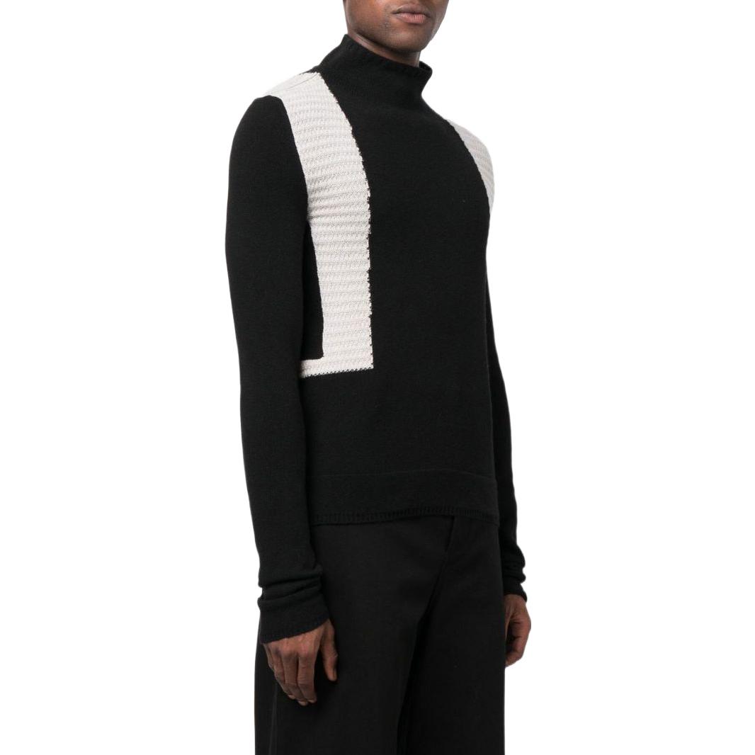 Lookbook Rick Owens FW22 Contrast Panel Turtleneck Sweater Black . RU02B2682WSBRB0908