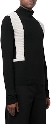 Rick Owens FW22 Contrast Panel Turtleneck Sweater Black . RU02B2682WSBRB0908 Lookbook Rick Owens FW22 Contrast Panel Turtleneck Sweater Black . RU02B2682WSBRB0908