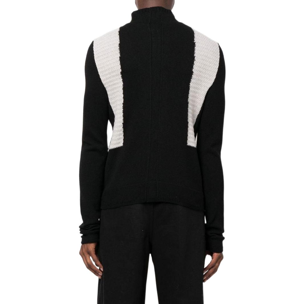 Shop Rick Owens FW22 Contrast Panel Turtleneck Sweater Black . RU02B2682WSBRB0908