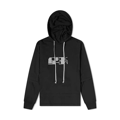 Rick Owens FW22 Geometric Print Hoodie Black Long Sleeve Pullover DU02A3281RNEP4-09