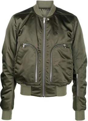 Rick Owens FW22 Green Bomber Jacket with Zipper Pockets for Men RU02B2791NBR-15 Buy Rick Owens FW22 Green Bomber Jacket with Zipper Pockets for Men RU02B2791NBR-15