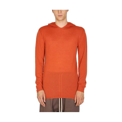 Rick Owens FW22 Orange Solid Color Knit Hoodie Long Sleeve RU02B2623M-53