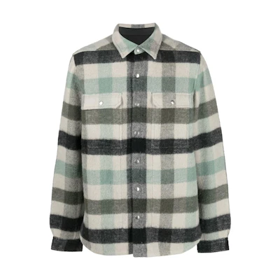 Rick Owens FW22 Plaid Shirt Jacket Menswear Charcoal Grey RU02B2729WFP-08