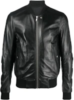 Rick Owens FW22 Plain Baseball Collar Zip Short Bomber Jacket Black Men RU02B2786LLP Rick Owens FW22 Plain Baseball Collar Zip Short Bomber Jacket Black Men RU02B2786LLP