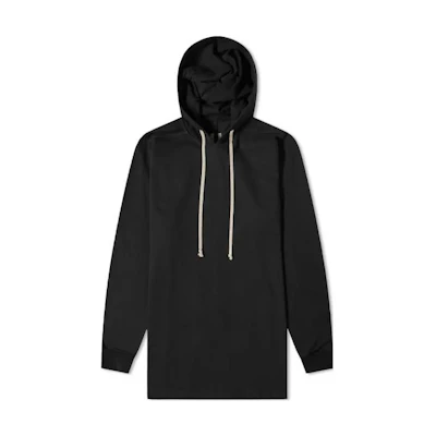 Rick Owens FW22 Solid Black Drawstring Hoodie Casual Pullover RU01B1285BA-09