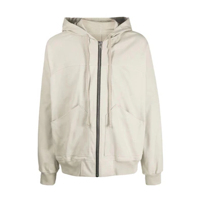 Rick Owens FW22 Solid Color Drawstring Zip Cotton Hoodie Jacket Men’s Off-White RU02B2281BA-08