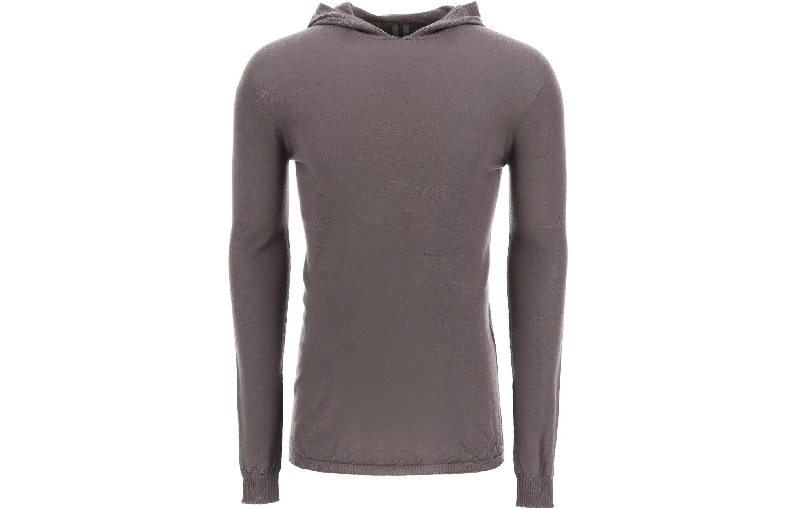 Rick Owens FW22 Solid Color Hoodie Brown Long Sleeve Sweatshirt RU02B262WS-34