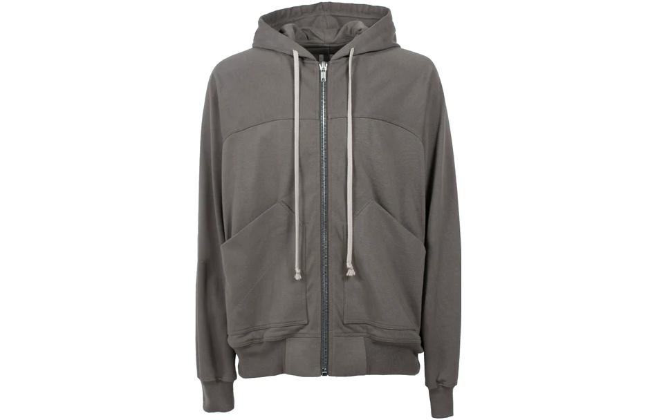 Rick Owens FW22 Solid Color Zip-Up Hoodie Gray RU02B2281BA-34